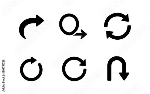 Minimalist arrow icons set for redirection and rotation