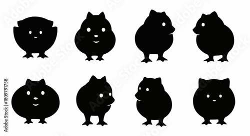 Silhouette Hamster Collection - Adorable Rodent Silhouettes in Various Poses.