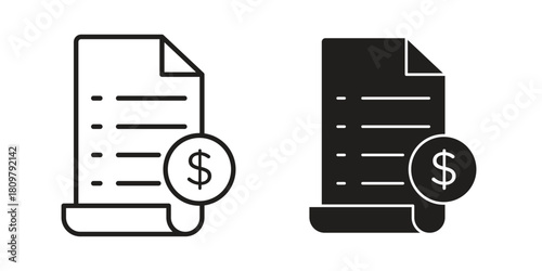 Payroll icon in minimal flat, stroke style. suitable for graphic designs