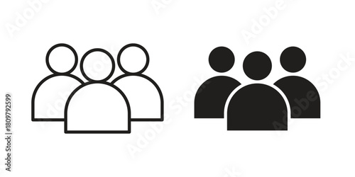 People group icon in minimal flat, stroke style. suitable for graphic designs