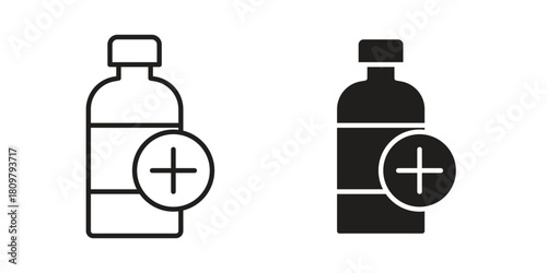Pill bottle icon in minimal flat, stroke style. suitable for graphic designs