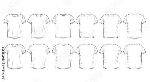 Collection of various white t-shirt designs for men and women, front and back views.