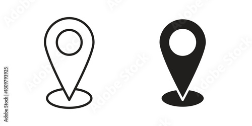Pin icon in minimal flat, stroke style. suitable for graphic designs