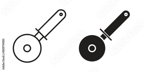 Pizza Slicer icon in minimal flat, stroke style. suitable for graphic designs