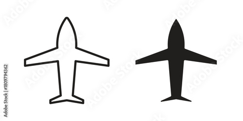 Plane icon in minimal flat, stroke style. suitable for graphic designs