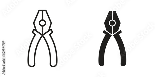 Pliers icon in minimal flat, stroke style. suitable for graphic designs