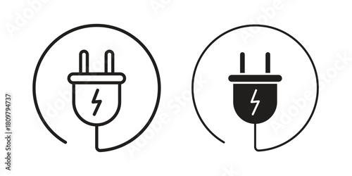 Plug icon in minimal flat, stroke style. suitable for graphic designs