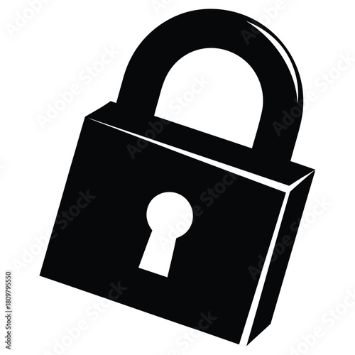 Black padlock icon with keyhole a 3d style illustration on transparent background