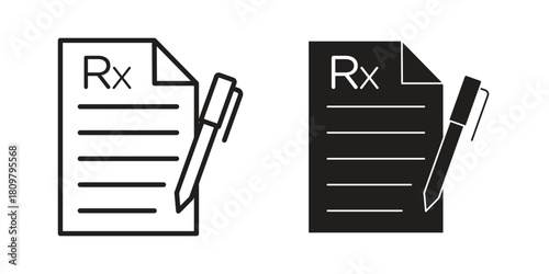 Prescription icon in minimal flat, stroke style. suitable for graphic designs