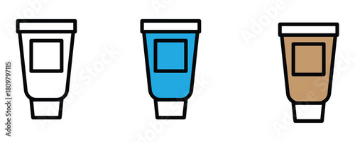Colorful cosmetic cream tubes for skincare and beauty, perfect for product mockups and advertising, in white, blue and brown shades for diverse needs