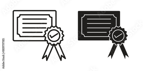 Qualification icon in minimal flat, stroke style. suitable for graphic designs