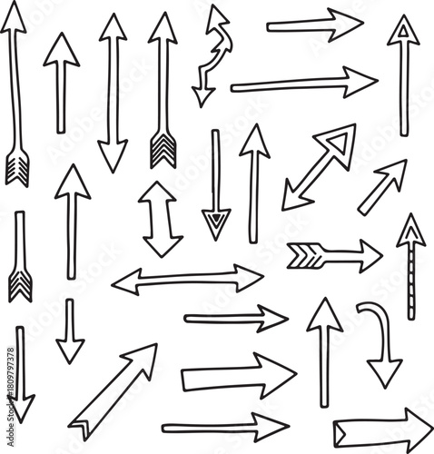 Hand-Drawn Arrows Set – Sketch Style Directional Icons for Infographics and Design