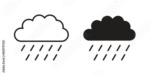 Rain icon in minimal flat, stroke style. suitable for graphic designs