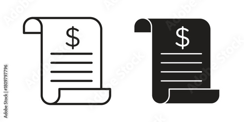 Receipt icon in minimal flat, stroke style. suitable for graphic designs