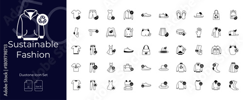 Sustainable Fashion Duotone Editable Icons set