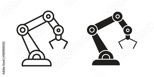 Robot arm icon in minimal flat, stroke style. suitable for graphic designs