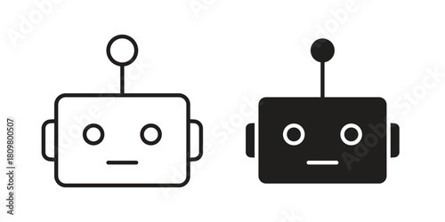 Robot icon in minimal flat, stroke style. suitable for graphic designs