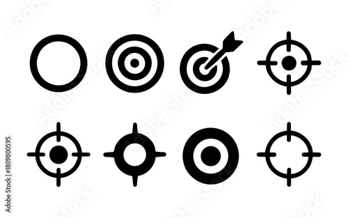 Set of black target and aim icons for precision and accuracy themes