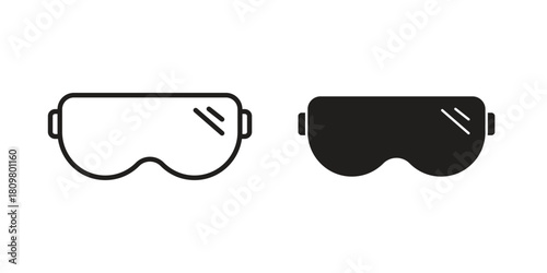 Safety goggles icon in minimal flat, stroke style. suitable for graphic designs