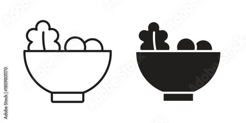 Salad icon in minimal flat, stroke style. suitable for graphic designs