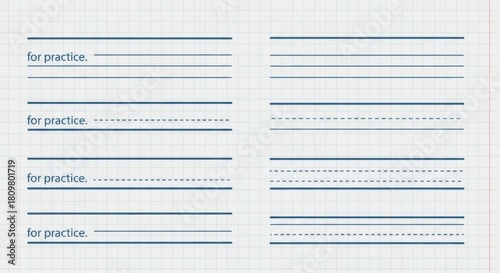 Lined Paper for Handwriting Practice with Dashed Lines