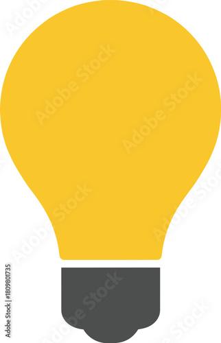 Simple yellow lightbulb icon on white background symbolizing idea innovation solution electricity
