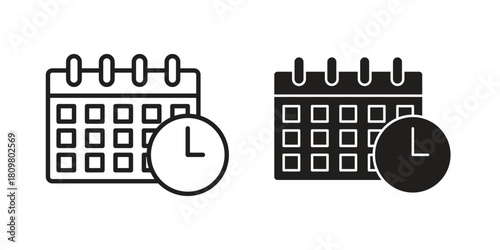 Schedule icon in minimal flat, stroke style. suitable for graphic designs
