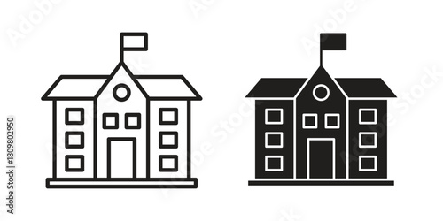 school icon in minimal flat, stroke style. suitable for graphic designs