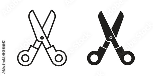Scissors icon in minimal flat, stroke style. suitable for graphic designs