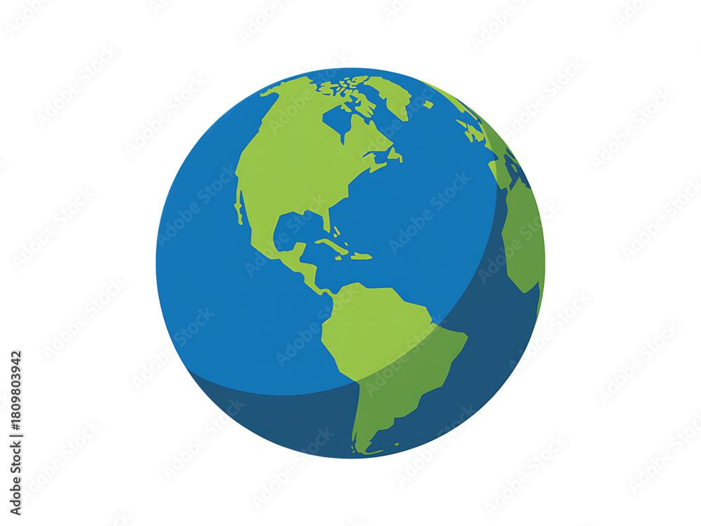 Naklejka premium Stylized illustration of planet earth showing north and south america on a transparent background isolated on transparent background