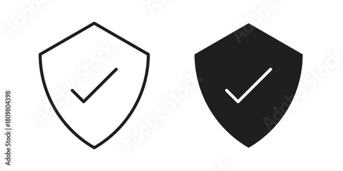Shield icon in minimal flat, stroke style. suitable for graphic designs