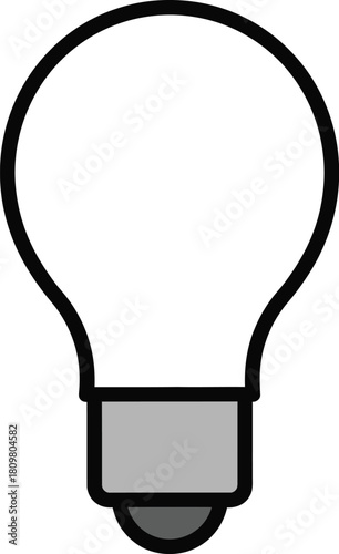 Simple black outline light bulb icon, graphic for idea, innovation, energy, and electricity concept design