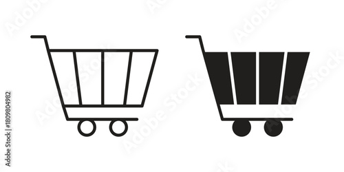 Shopping trolley icon in minimal flat, stroke style. suitable for graphic designs