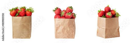 Wallpaper Mural Fresh strawberries in paper bags on a transparent background stylish food photography Torontodigital.ca