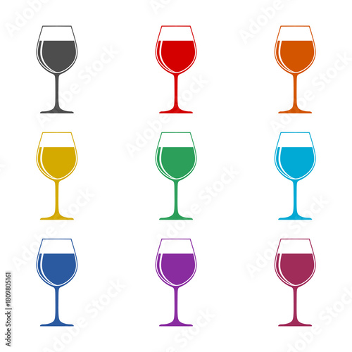 Wine glass  icon isolated on white background. Set icons colorful