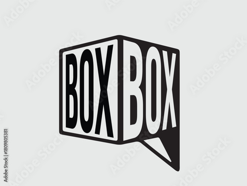 A stylized logo featuring the word "BOX" repeated twice within a geometric, three-dimensional box shape with a speech bubble element.