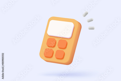 3d minimal calculator icon for accounting financial management. math device calculate tax audit with buttons simplicity. 3d calculator for accounting finance vector icon render illustration