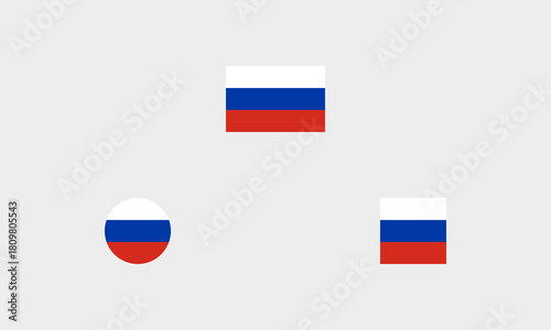 Russland Flaggen-Set – Professionelle Darstellung: Original, Rund und Quadratisch (korrekte Farben)