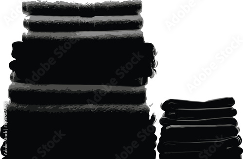 Stacked soft towels, monochrome, for spa