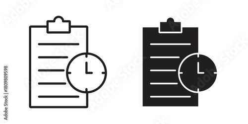 Timesheet icon in minimal flat, stroke style. suitable for graphic designs