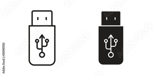 USB icon in minimal flat, stroke style. suitable for graphic designs