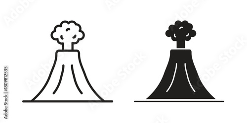 Volcano icon in minimal flat, stroke style. suitable for graphic designs