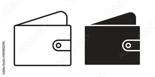 Wallet icon in minimal flat, stroke style. suitable for graphic designs