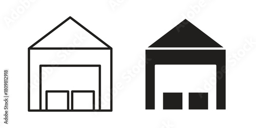 Warehouse icon in minimal flat, stroke style. suitable for graphic designs
