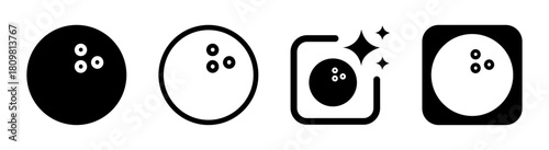 Black bowling ball icon illustration for sports, hobby, and entertainment, isolated transparent background vector PNG design for casino and carnival concepts