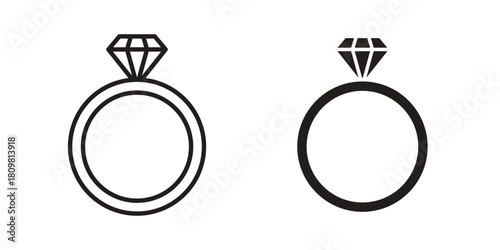 Wedding ring icon in minimal flat, stroke style. suitable for graphic designs