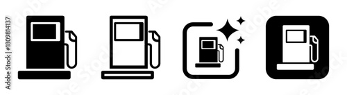 Gas icon illustration with gasoline pump and fuel concept in a modern vector style on a transparent background
