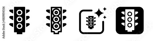 Traffic light color icon illustration with green yellow and red signals in a clean vector design on transparent background