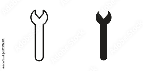 Wrench icon in minimal flat, stroke style. suitable for graphic designs