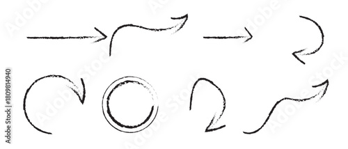 Charcoal hand drawn pencil arrows and eps file download.